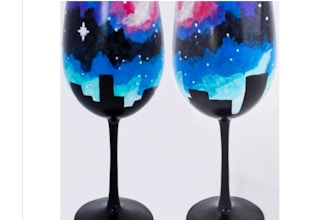Paint Nite: City Lit Up By Stars Wine Glasses